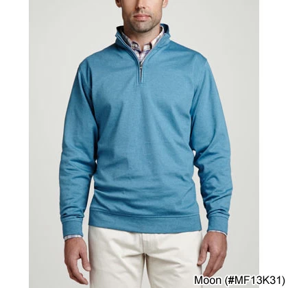 Peter Millar Heather Interlock Quarter Zip Sweaters W/ Logo